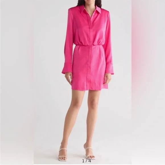 BCBG Hot Pink Chiffon Short Dress. NWT, Meduim - Picture 3 of 7